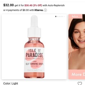 NEW UNOPENED Isle of Paradise *LIGHT* self tanning drops